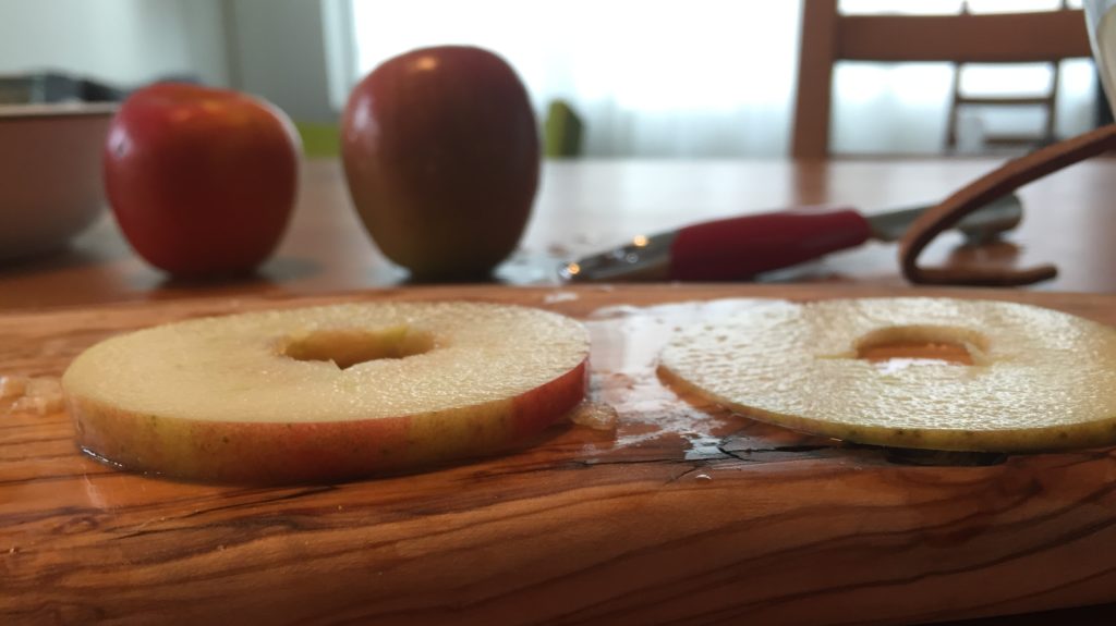 Apfelringe unterschiedlich dick