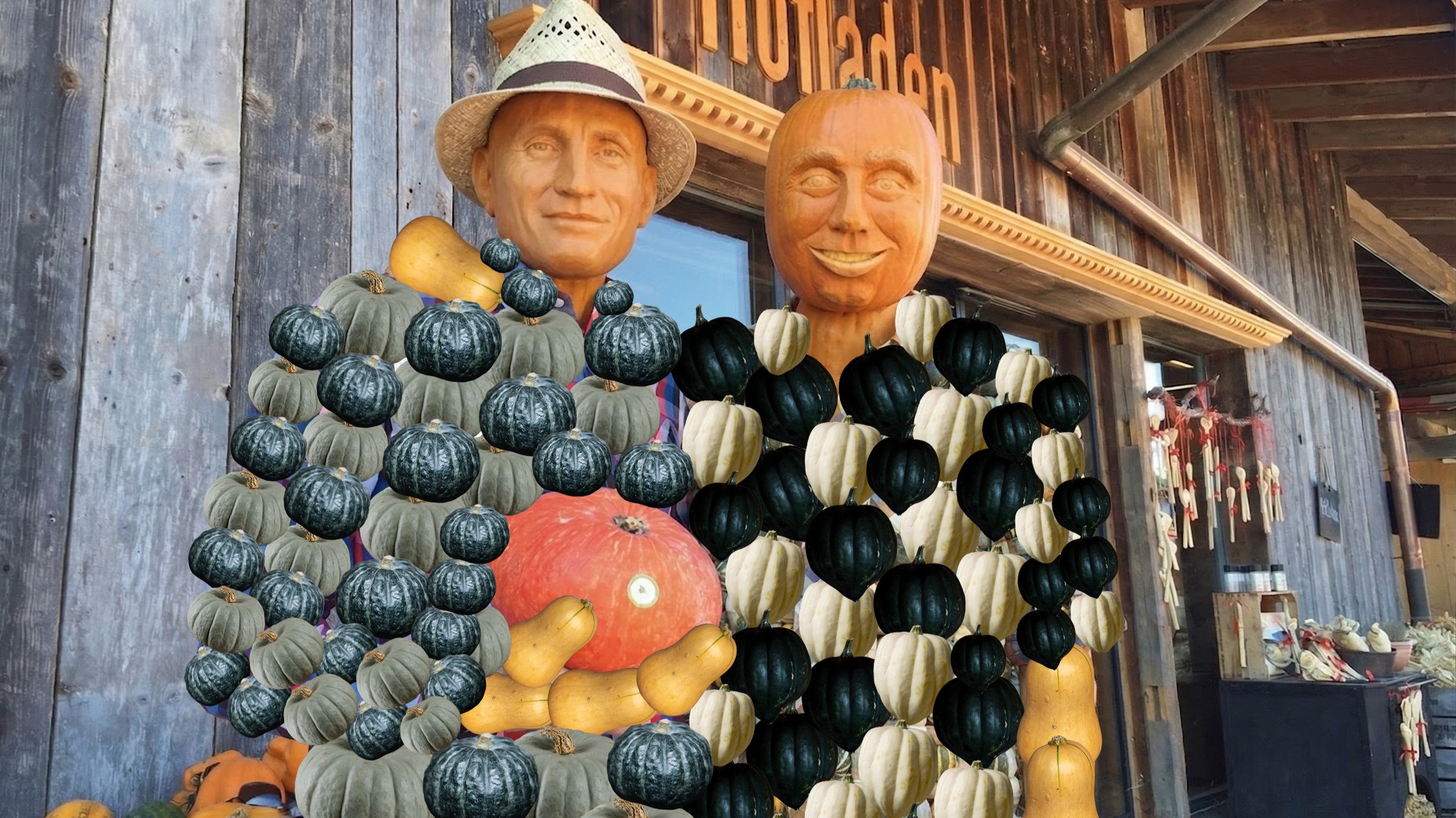 Kürbisfigur Beat und Martin Jucker