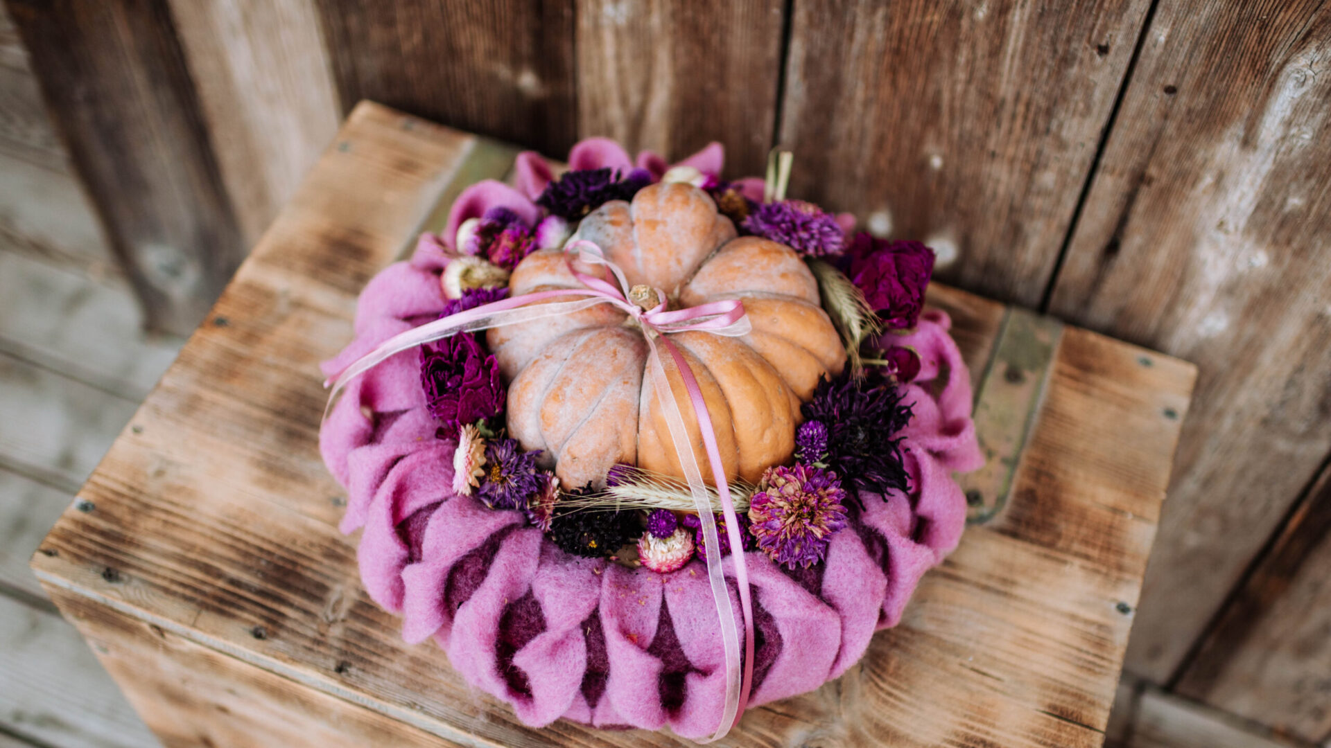 Kürbis Tischdeko mit Filz