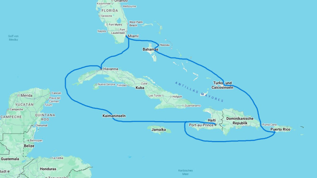 Kreuzfahrt Route der MS Kürbis Kahn